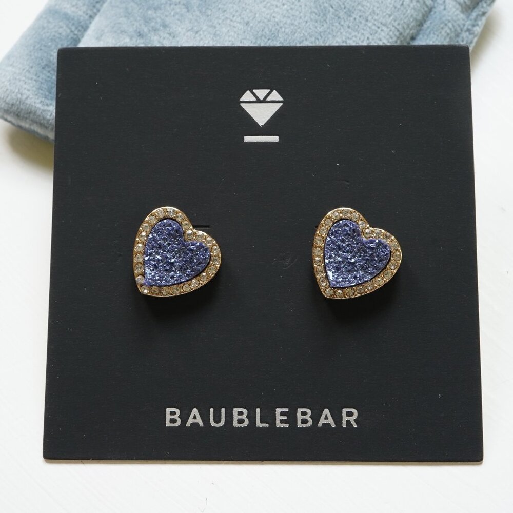 BaubleBar Blue Heart Stud Earrings